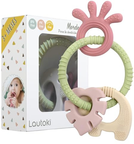 LAUTOKI® | Mordedor Bebe | Mordedores bebes 3-6meses | Sin BPA y Fácil Agarre | Juguetes Bebes 3-6meses | Mordedor Bebe Refrigerante | Juguete Bebe 0-3 meses | Juguetes Sensoriales Bebe 0-6 Meses