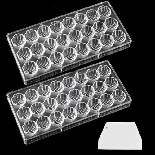 Binwat Lot de 2 moules à chocolat en polycarbonate avec grattoir (coquille callopée, 2 pièces)