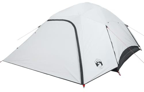 vidaXL Kuppel Familienzelt 6 Personen, Campingzelt mit Netzwände, Wasserdicht Gartenzelt mit E-Anschluss, Kuppelzelt, Weiß Verdunkelt 190T Polyester