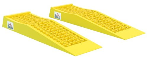 HOMCOM - Juego de 2 rampas para Coche utilitario Rampa de Carga Pesada 3T Caravana Camping-Car Dim. 70 x 19,5 x 7,8 cm, PP, Color Amarillo