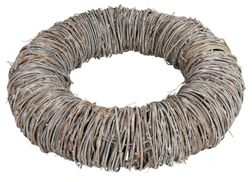 XXL-Weidenkranz Türkranz Tisch-Deko geflochten 45 cm (Hellgrau)
