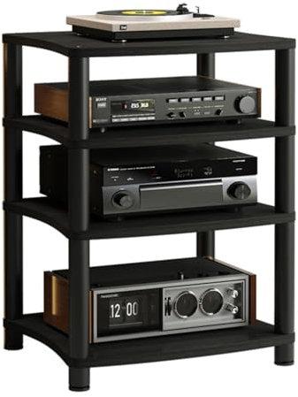 Yoeoefuo HiFi Rack Stereo-Rack 4-stufige TV-Rack Plattenspieler-Regal Druckerregal Heimstereo Racksystem Bodenstehendes Lagerregal Druckertisch Standregal Plattenregal Medienregal