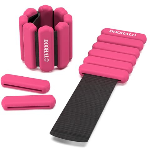 DOOHALO Lot de 2 poids de cheville et de poignet réglables pour femme, pour la marche, le pilates, le yoga, l'aérobic, 0,9 kg par lot