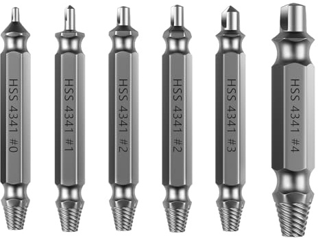 Nuovoware Schraubenausdreher Set, 6 PCS Broken Screw Extractor Kit, Allzweck HSS 4341 Schraubendreher, Einfach Aus Beschädigt Schrauben Muttern Bolzen Werkzeuge für Heimwerker Reparaturen, Dunkelgrau