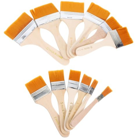 SHINEOFI 2 Juegos De 12 Piezas Cepillo para Fregar Paredes Pintar Cuadro Cabello Pincel Cepillo de Pintura Arte Departamento cepillos de Limpieza cepillos Limpieza Bambú Orange