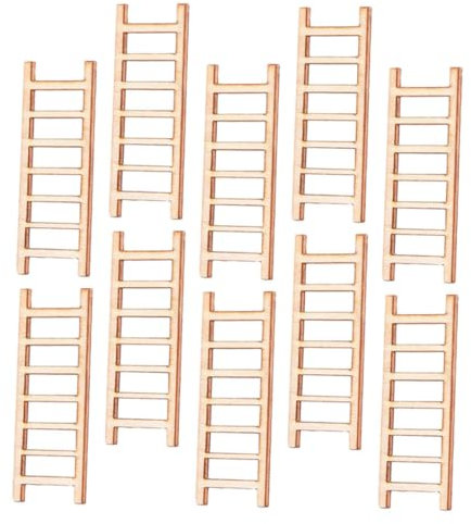 Kisangel 10pcs Miniature Wooden Ladders for Doll House Small Decorative Ladders for Table Landscape Model and Mini House Decorations