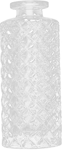 Vaguelly Jarrón De Cristal Transparente 150 Ml Relieve Elegante Vidrio Resistente Decoración para Hogar Oficina Mesa Pequeño Compacto