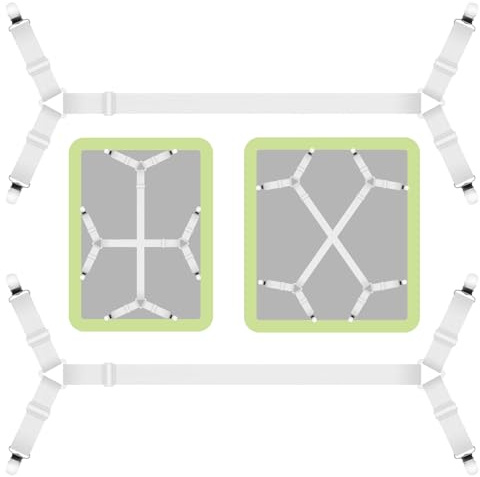 2 Stück Bettlakenspanner Verstellbar,Verstellbare Elastische Spannbettlaken Halter mit Metallclip(70-280cm),Bettlaken Spanngurte,Matratzenklammern mit Langen Spannbändern für Faltenfreie Bettlaken