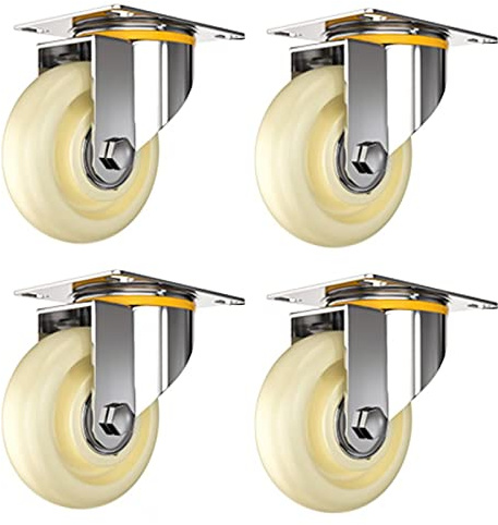 Ruedas giratorias Fuertes X4, Ruedas de Goma silenciosas, Ruedas de Repuesto para Muebles, Ruedas pequeñas para aparatos y Equipos eléctricos, 3 Pulgadas sin Freno