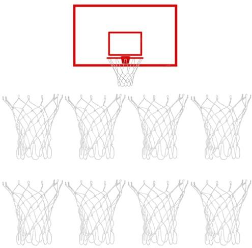 Aphumedc 8 Stück Basketball Ersatz Netz Basketball Netz Wetterfest Nylon Basketballkorb Netze Basketballnetz Outdoor Wetterfest für for 8-10.25 Schlaufen Basketballkorbnetz für Drinnen Und Draußen