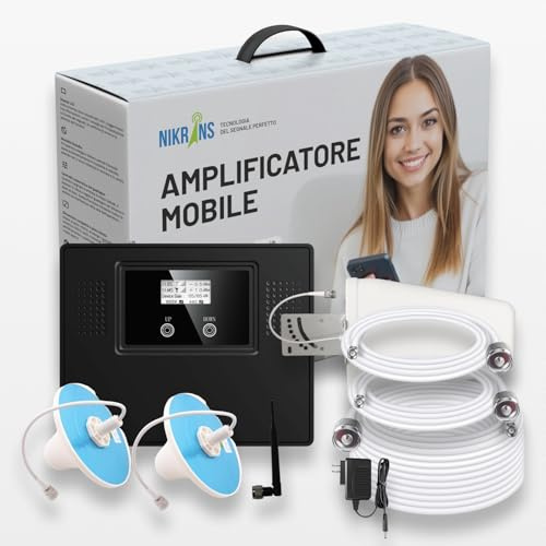 Nikrans LCD-300GDW Répéteur de Signal Mobile Tri-Bande 3G/4G/5G – Amplificateur Mobile 900/1800/2100 MHz – Appels et Internet – Jusqu’à 300 m² – Compatible Opérateurs Français
