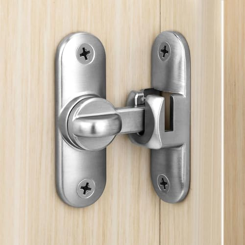Degree Flip Barn Door Lock 90 Degree Door Lock Sliding Barn Hardware Security Door Latch Zinc Alloy Doors Lock Latch for 90 and 180 for Pet,Bathroom (Silver)