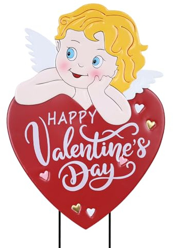 hogardeck Valentines Day Decorations Outdoor, Metal Cupid Decorative Garden Stakes for Valentines Day Decor, Yard Sign with Heart for Home Outside Lawn Porch Anniversary Wedding Party