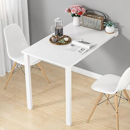 Wandklapptisch - Platzsparender Weißer Klapptisch für Wohnzimmer, Esszimmer & Bartheke, einfach zusammenklappbar, kompaktes Design (100 x 60 cm)