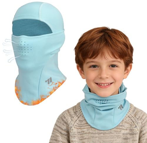 AYPOW Pasamontañas Térmico Respirable Niños 4-12 Años, Invierno Multifunción Prueba de Viento Forro Polar Máscara de Esquí de Ciclismo Sombreros con Calentador de Cuello, Mascarilla para Niños Niñas