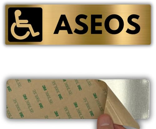 LEIASA | Señal Baño Discapacitados - 5x18 cm - Aluminio - Aseo Minusválidos | Cartel Baño Adaptado, Placa WC Accesible, Letrero Servicios Movilidad Reducida, Pegatina Baño Silla Ruedas Sanitario