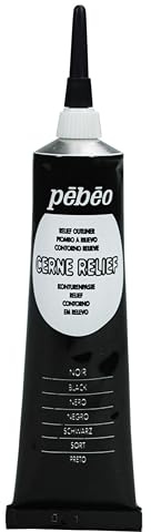 PEBEO 390037 37 ml Vitrail Stained Glass Effect Cerne Relief Tube with Nozzle, Black