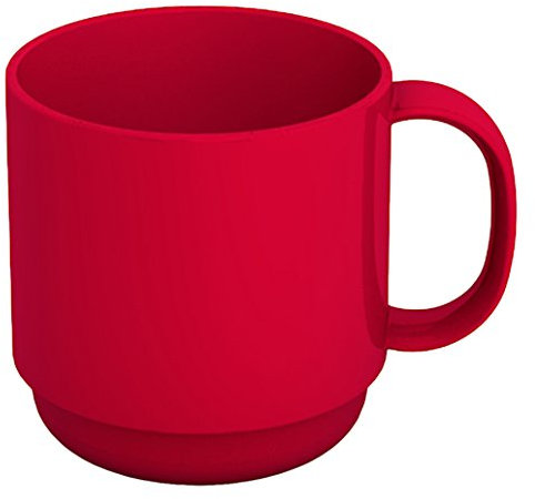 Ornamin Becher 220 ml rot (Modell 508) / Mehrweg-Becher Kunststoff, Kaffeebecher, Henkelbecher
