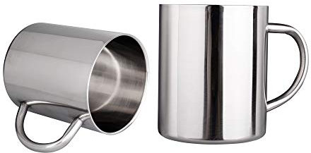 IMEEA® Tea Cup Stainless Steel Double Wall Mugs 300ml(11oz) for Drinking Tea Coffee Hot Soup Set of 2