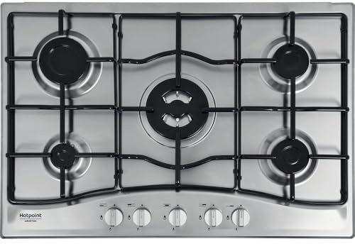 HOTPOINT ARISTON PCN 752 T/IX/HAR - Piano Cottura 5 Fuochi Gas da Incasso, Griglie Intercambiabili Smaltate, Controlli Frontali, Fornelli a Gas in Acciaio Inox - Elettrodomestici Cucina 75Lx3.3Hx51P