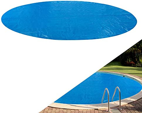 Arebos Pool Solarabdeckplane rund Ø 5 m Blau | Solarplane Stärke 400 µm | Solarfolie zuschneidbar | Poolheizung Wassererwärmung | Wärmeplane