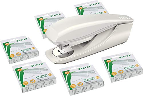 Leitz Heftgerät, 30 Blatt, Grau, Ergonomisches Kunststoffgehäuse, Inkl. 12000 Heftklammern 24/6, New NeXXt