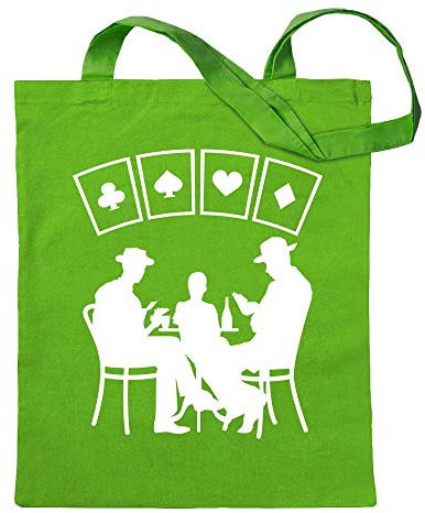Kiwistar - Baumwolltasche - hellgrün - Kartenspiel Pokern - Tragetasche Stoffbeutel Umhängetasche Langer Henkel