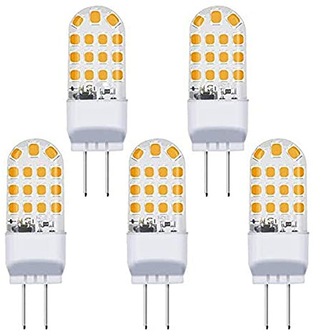 Lxcom Lighting 4W G6.35 LED Light Bulbs(5 Pack)- 110V Warm White 3000K T3/T4 JC Type LED Bulb G6.35/GY6.35 40W Halogen Bulb Equivalent for Desk Lamp Accent Chandelier Light Landscape Lighting