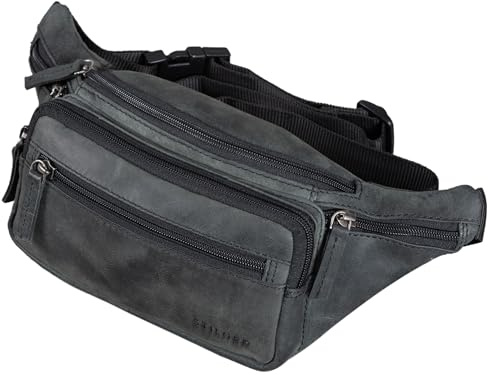 STILORD “Zion” Marsupio in Pelle Vintage Moderno Uomo Donna Borsa a Vita in Cuoio Vero Borsello con Cerniere Resistente alla Moda Colore:antracite