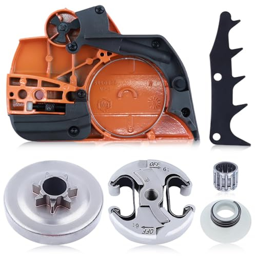 Kupplungsdeckel mit Kettenrad für Husqvarna 445 450 Kettensäge, ADEFOL Kupplungsdeckel + Krallenanschlag + Kettenrad + Kupplung + Nadellager Ersatzteile Motorsäge Zubehör
