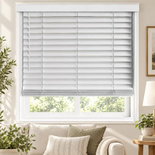 CHICOLOGY Persianas de Madera sintética, para el hogar, Blanco básico, 30,5 cm de Ancho x 183 cm de Alto