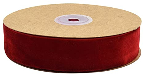 Egurs Samtband 10 Meter/Rollen 25mm Dekoband Geschenkband aus Samt Schleifenband zum Deko Zierborte Borte Band Schmuckband DIY Crafts Dekoration Samtborte Rot 25mm | Weiches Samtband mit Edler Optik für Kreative Projekte, ideal zum Basteln Dekorieren Geschenke Verpacken