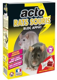 ACTO | Blocs appats contre les rats noirs, rats d’égout et souris | étui 240g | HYDRO7