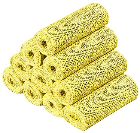 Navaris Vendas de Yeso Manualidades - 10x Venda de Escayola Manualidades y Modelado 15 cm x 300 cm - Vendaje para Hacer Moldes del Cuerpo Cara Arte Creativo - Amarillo