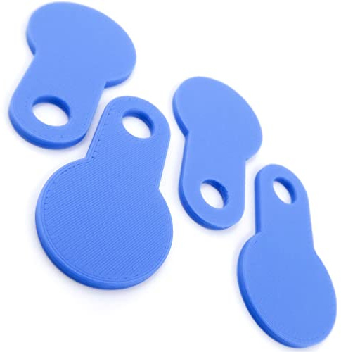 Q P Quality Printing 3D QP3D - Trolley Coin Token Shopping Set of 4 - Supermarket Keyrings Key - UK Pound Coin Cart - £1, Universal Bulk Size - Easy to Use (Blue)