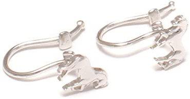 loveyourdiamonds Pferde Kinder Silber Ohrclips, 925 Sterling Silber, echt Silber Kinderschmuck, Mädchen Schmuck nickelfrei, Geschenke für Kinder