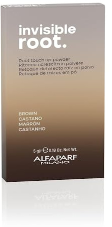 Alfaparf Milano Invisible Root Touch Up Powder - Brown - Temporary Hair Color - Root Concealer - Brown Hair Color Regrowth Cover Up - 0.18 oz.