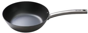 Skottsberg Poêle Wok en fer, diamètre 24 cm, acier forgé, précuit sans revêtement antiadhésif