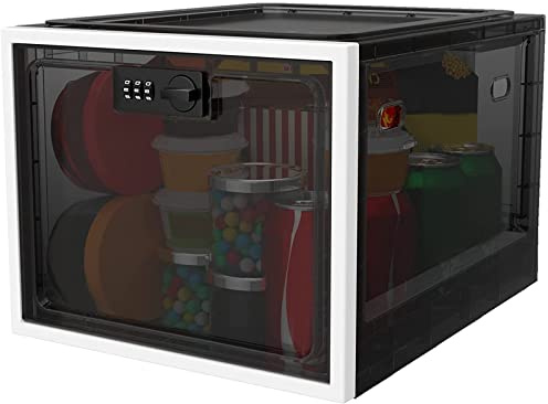 Nlmayt Lockable Box for Food, Medicine Storage Box with Lock, Transparent Lock Box Organizer for Fridge Food, Medicines, Phone, Toy, Home Safety, Black