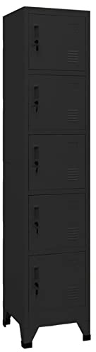 Festnight Schließfachschrank 5 Fächer Spind Metallschrank Fächerschrank Wertfachschrank Metallspind Schließfach Umkleideschrank Mehrzweckschrank Schwarz 38x40x180 cm