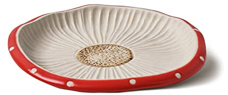 RESVUGA Mushroom Salad Plate, 8 in Polka Dot Safety Ceramic Dessert Appetizer Plates, Cute Dinner Plates, Pasta & More.
