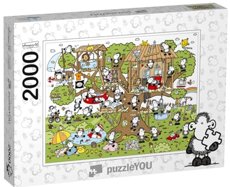 puzzleYOU: Puzzle 2000 Teile „Sheepworld Baumhaus“