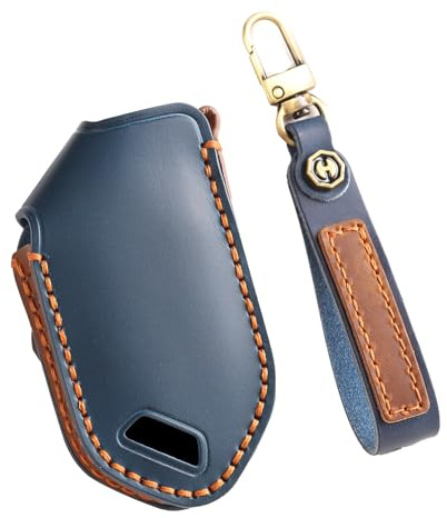 ontto Autoschlüssel Hülle Leder Schutzhülle Schlüsselhülle Passt für Kia Carens Picanto GT Line Carnival K8 Telluride S Prestige X Pro Line EV9 2023 2224 Schlüsseletui Schlüsselanhänger 8 Tasten-Blau