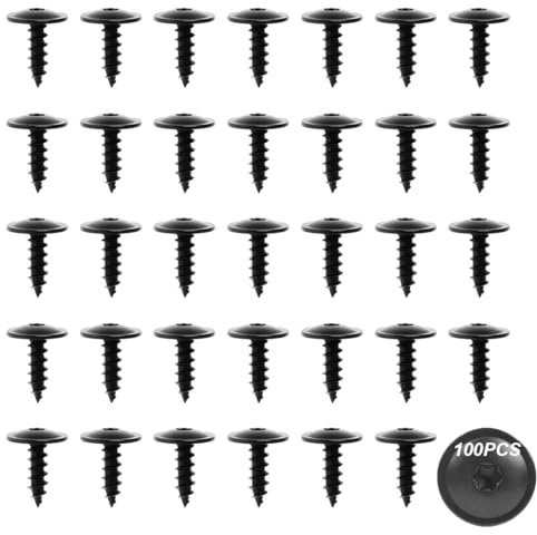 Lot De 100 Vis Autoforeuse Metal M5 x 16 Acier Carbone À Tôle Tête, Anti-Corrosion Rouille Placo À Bois, Torx Pour Les Ailes Et Les Grilles De Passage De Roue Des Véhicules Automobiles