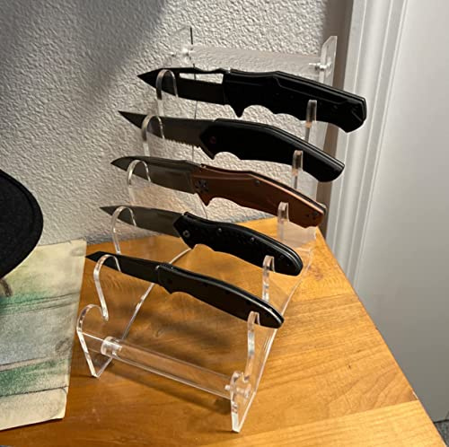 Support de Présentation – 6 Niveaux pour Couteaux de Poche, Pliants, EDC et Dagues – Fentes en U, Stand Transparent pour Maison, Commerce ou Vitrine (2set)