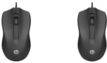 HP - PC Mouse 100, Cablato, 1.600 DPI, destrorso, 3 pulsanti, rotella di corrimento, nero (Confezione da 2)