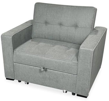 Somnia Descanso - Sofá Cama Individual de 1 Plaza Modelo Volga, Diseño Moderno, Práctico y Funcional, con Reposabrazos, Gris