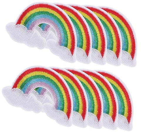 NUOBESTY 10stücke Regenbogen Bügelbild Applikationen Für Kleidung Regenbogen Deko Patches Zum Aufbügeln Stickerei-aufbügler Für Taschen Und Rucksäcke Flicken Für Kleidung Stickmuster Für He