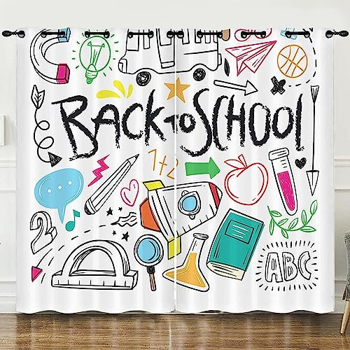 3D Verdunkelungsvorhänge Für Kinder Digital Bedruckte Vorhänge Mit300 X 280 cm Cartoon-Bleistift-Rakete Wohnzimmer Für Kinder Schlafzimmer Mit Dekorativen Vorhängen 2 Stück Set -9Z5N-N3