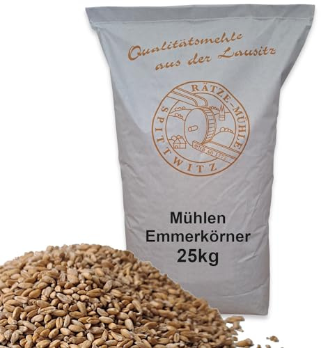 Mühlen Emmerkörner 25kg ganzes Korn gereinigt, frisch aus der Rätze- Mühle in bester Qualität Emmerkerne